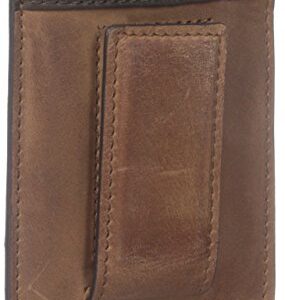 Fossil Men's Quinn Leather Magnetic Card Case with Money Clip Wallet, Brown, (Model: ML3676200)
