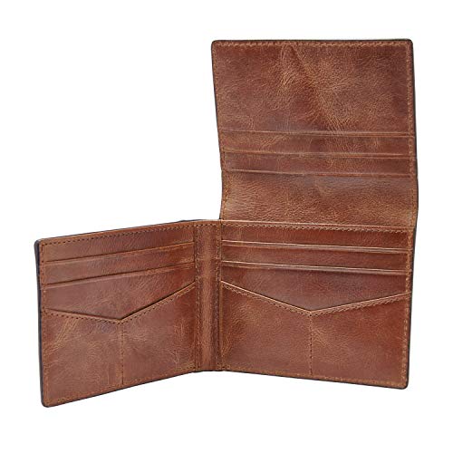 Fossil Men's Derrick Leather RFID-Blocking Execufold Trifold Wallet, Brown, (Model: ML3700200)