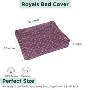 Molly Mutt Medium to Large Dog Bed Cover - Royals Print - Measures 27”X36”X5’’ - 100% Cotton - Durable - Breathable - Sustainable - Machine Washable Dog Bed Cover