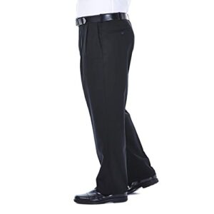 Haggar Men's Premium No Iron Khaki Classic Fit Pleat Front Regular and Big & Tall Sizes, Black BT, 46W x 34L