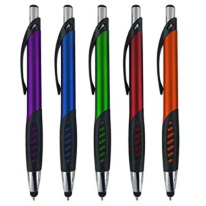 stylus pen, 2 in 1 capacitive stylus & ballpoint click pen with comfort grip for universal touchscreen devices, tablets,ipad, iphone 6,6 plus, ipod, android,samsung galaxy (metallic 5 pack)