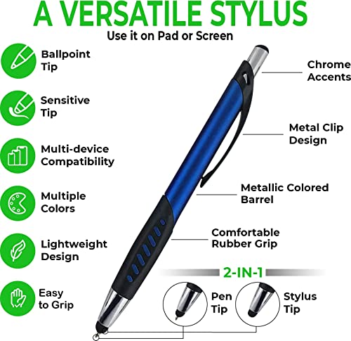 Stylus Pen, 2 in 1 Capacitive Stylus & Ballpoint Click Pen with Comfort Grip for Universal Touchscreen Devices, Tablets,iPad, iPhone 6,6 Plus, iPod, Android,Samsung Galaxy (Metallic 5 Pack)