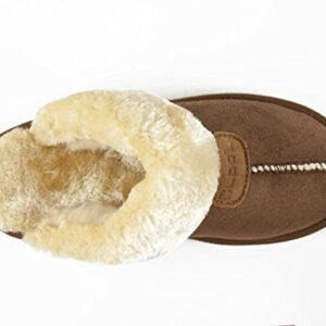 CLPP'LI Womens Slip on Faux Fur Warm Winter Mules Fluffy Suede Comfy Slippers-Tan-8