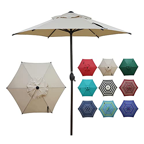 Abba Patio 9ft Patio Umbrella Outdoor Umbrella Market Table Umbrella with Push Button Tilt and Crank for Garden, Lawn, Deck, Backyard & Pool, Cream