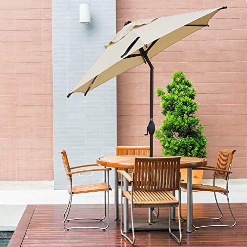 Abba Patio 9ft Patio Umbrella Outdoor Umbrella Market Table Umbrella with Push Button Tilt and Crank for Garden, Lawn, Deck, Backyard & Pool, Cream