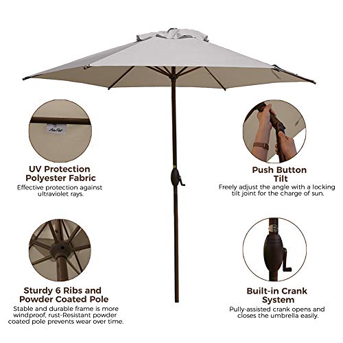 Abba Patio 9ft Patio Umbrella Outdoor Umbrella Market Table Umbrella with Push Button Tilt and Crank for Garden, Lawn, Deck, Backyard & Pool, Cream