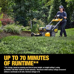 DEWALT 20V MAX Lawn Mower, Cordless, Rear Wheel Drive, Self-Propelled with Batteries & Charger (DCMWSP255Y2)