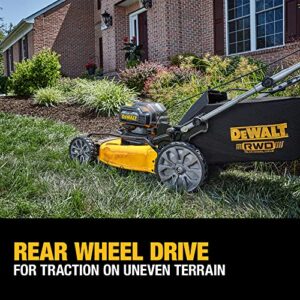 DEWALT 20V MAX Lawn Mower, Cordless, Rear Wheel Drive, Self-Propelled with Batteries & Charger (DCMWSP255Y2)