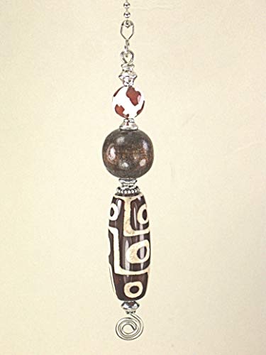 Dark Russet Red & Brown Giraffe African Tribal Agate Stone Animal Pattern Ceiling Fan Pull Chain