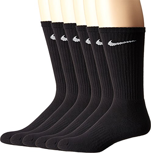 NIKE Unisex Performance Cushion Crew Socks with Band (6 Pairs), Black/White, X-Large