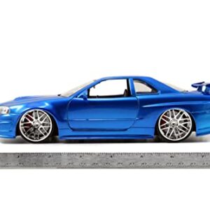 Jada Toys Fast & Furious 1:24 Brian's 2002 Nissan Skyline GT-R R34 a Die-cast Car, Toys for Kids and Adults, Blue (97173)