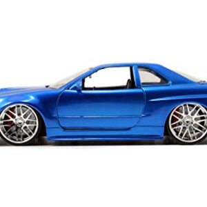 Jada Toys Fast & Furious 1:24 Brian's 2002 Nissan Skyline GT-R R34 a Die-cast Car, Toys for Kids and Adults, Blue (97173)