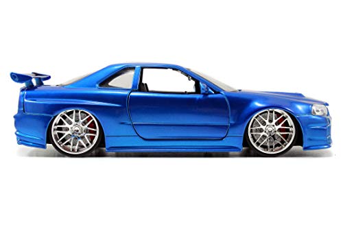 Jada Toys Fast & Furious 1:24 Brian's 2002 Nissan Skyline GT-R R34 a Die-cast Car, Toys for Kids and Adults, Blue (97173)