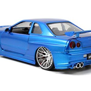 Jada Toys Fast & Furious 1:24 Brian's 2002 Nissan Skyline GT-R R34 a Die-cast Car, Toys for Kids and Adults, Blue (97173)