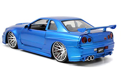 Jada Toys Fast & Furious 1:24 Brian's 2002 Nissan Skyline GT-R R34 a Die-cast Car, Toys for Kids and Adults, Blue (97173)