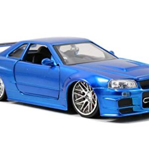 Jada Toys Fast & Furious 1:24 Brian's 2002 Nissan Skyline GT-R R34 a Die-cast Car, Toys for Kids and Adults, Blue (97173)