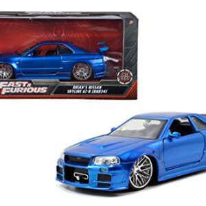 Jada Toys Fast & Furious 1:24 Brian's 2002 Nissan Skyline GT-R R34 a Die-cast Car, Toys for Kids and Adults, Blue (97173)