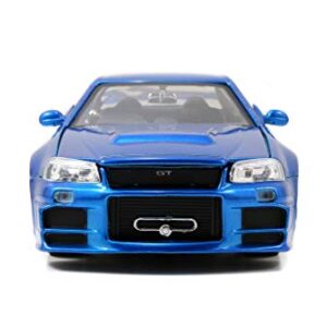 Jada Toys Fast & Furious 1:24 Brian's 2002 Nissan Skyline GT-R R34 a Die-cast Car, Toys for Kids and Adults, Blue (97173)