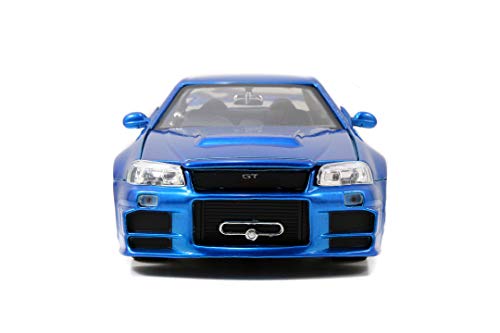 Jada Toys Fast & Furious 1:24 Brian's 2002 Nissan Skyline GT-R R34 a Die-cast Car, Toys for Kids and Adults, Blue (97173)