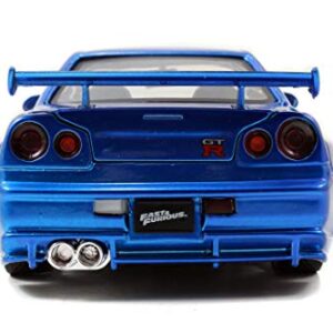 Jada Toys Fast & Furious 1:24 Brian's 2002 Nissan Skyline GT-R R34 a Die-cast Car, Toys for Kids and Adults, Blue (97173)