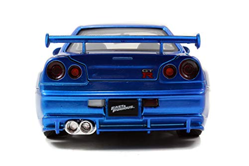 Jada Toys Fast & Furious 1:24 Brian's 2002 Nissan Skyline GT-R R34 a Die-cast Car, Toys for Kids and Adults, Blue (97173)