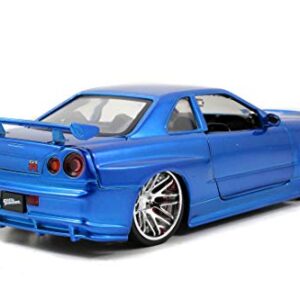 Jada Toys Fast & Furious 1:24 Brian's 2002 Nissan Skyline GT-R R34 a Die-cast Car, Toys for Kids and Adults, Blue (97173)