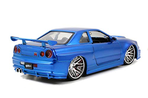 Jada Toys Fast & Furious 1:24 Brian's 2002 Nissan Skyline GT-R R34 a Die-cast Car, Toys for Kids and Adults, Blue (97173)