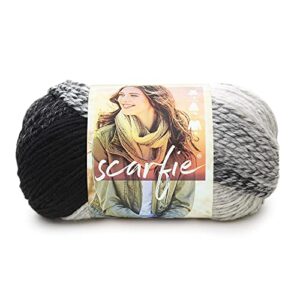 (1 skein) lion brand yarn scarfie bulky yarn, cream/black