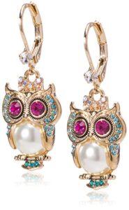 betsey johnson owl drop earrings