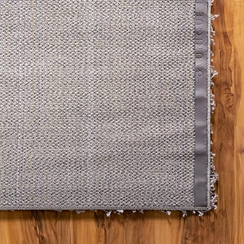 Unique Loom Solid Shag Collection Area Rug (6' 1" x 9' Rectangle, Cloud Gray)