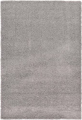 Unique Loom Solid Shag Collection Area Rug (6' 1" x 9' Rectangle, Cloud Gray)