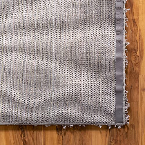 Unique Loom Solid Shag Collection Area Rug (6' 1" x 9' Rectangle, Cloud Gray)