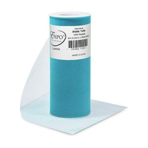 expo international decorative matte tulle spool of 6 inch x 25 yards | turquoise