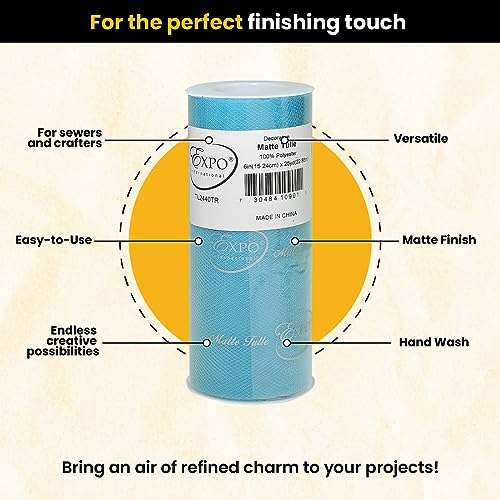 Expo International Decorative Matte Tulle Spool of 6 Inch X 25 Yards | Turquoise