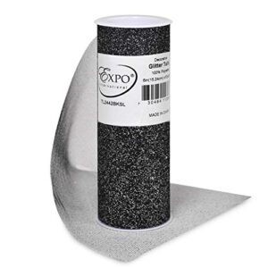 expo international decorative glitter tulle, roll/spool of 6 inches x 10 yards, polyester-made tulle fabric, glittery finish, versatile, easy-to-use, silver