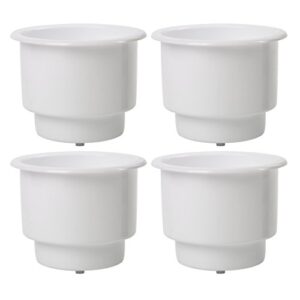 amarine made 4pcs recessed drop in plastic cup drink can holder with drain for boat car marine rv (white)