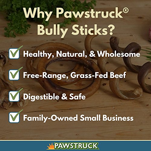 Pawstruck All Natural 4" Bully Stick Rings for Dogs, Grain Free, Low Odor, Single Ingredient, & Rawhide-Free Dental Chew Treat Bones, 100% Real Beef Fully Digestible, 3 Count