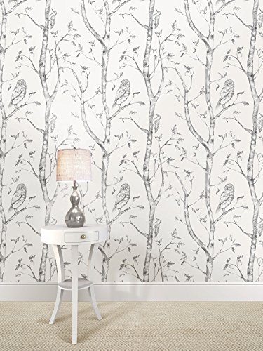 NuWallpaper NU1412 Woods Peel & Stick Wallpaper, Grey