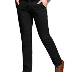 Match Men's Slim Fit Tapered Stretchy Casual Pants (32W x 31L, 8050 Black)