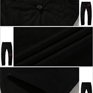 Match Men's Slim Fit Tapered Stretchy Casual Pants (32W x 31L, 8050 Black)