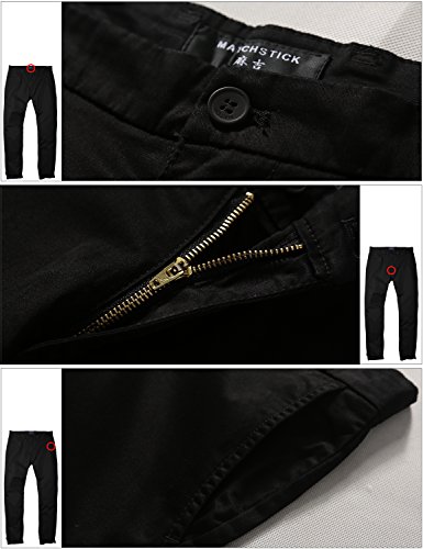 Match Men's Slim Fit Tapered Stretchy Casual Pants (32W x 31L, 8050 Black)