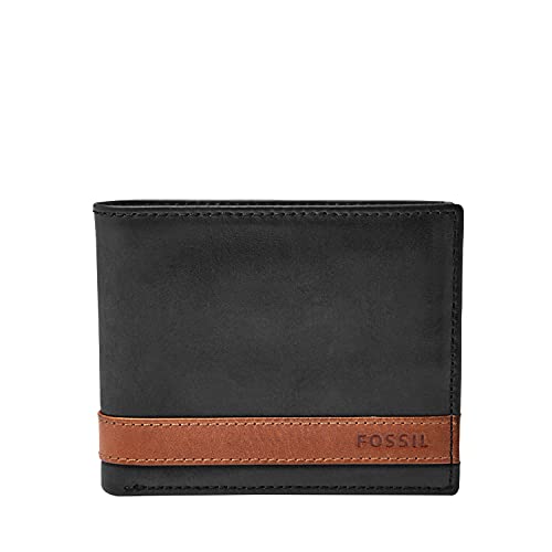 Fossil Men's Quinn Leather Bifold with Flip ID Wallet, Black, (Model: ML3644001)