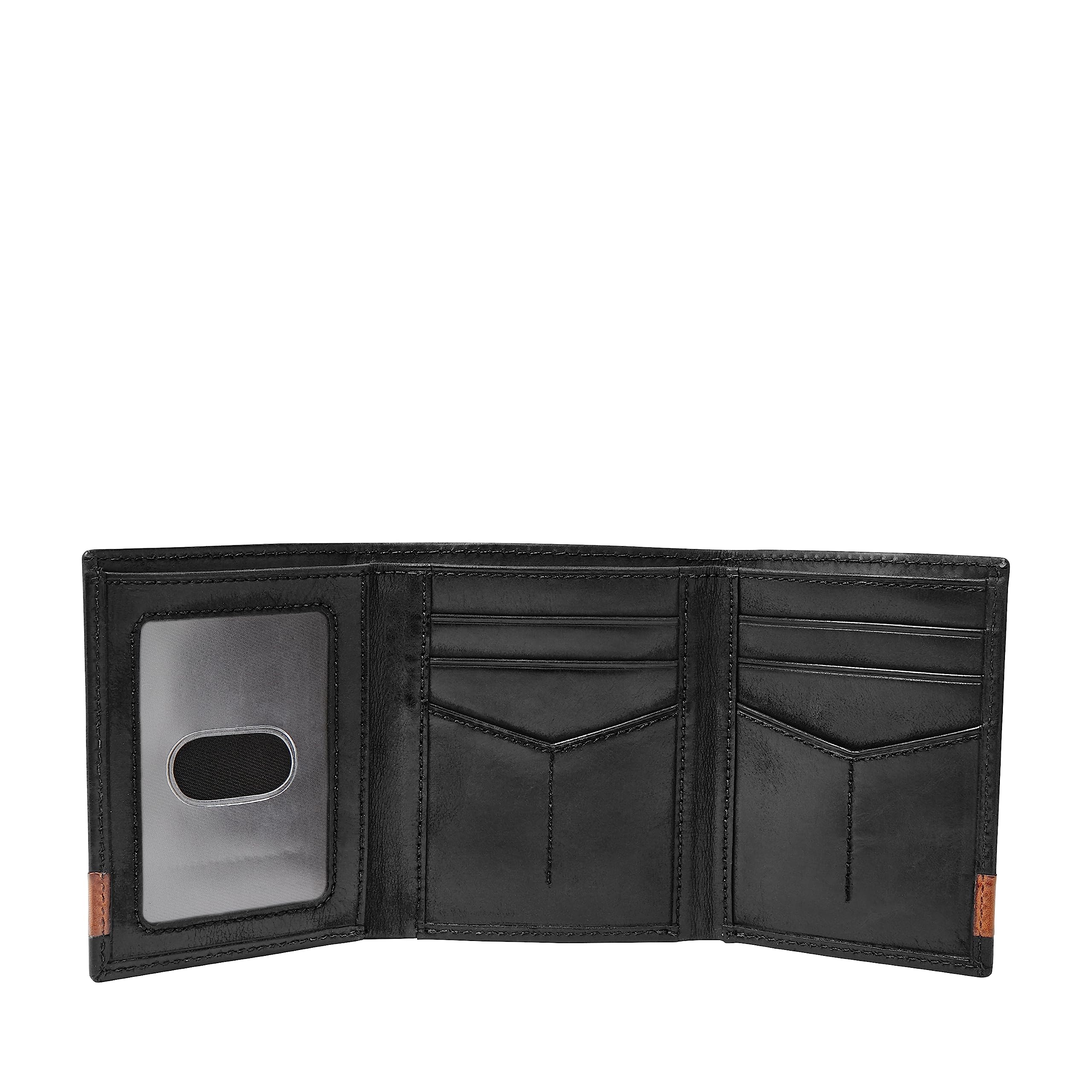 Fossil Men's Quinn Leather Trifold with ID Window Wallet, Black, (Model: ML3645001)