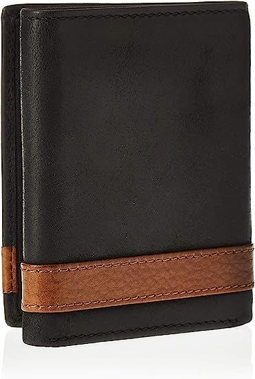 Fossil Men's Quinn Leather Trifold with ID Window Wallet, Black, (Model: ML3645001)