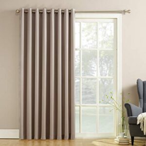 sun zero barrow energy efficient grommet sliding patio door curtain panel, 100" x 84", stone