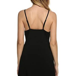 Ekouaer Women's Nightwear Sleepdress Camisole Slip, Viscose-black, Medium