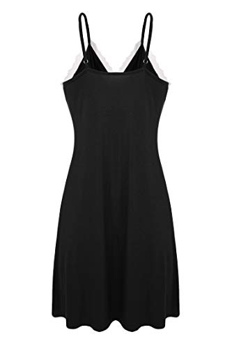 Ekouaer Women's Nightwear Sleepdress Camisole Slip, Viscose-black, Medium