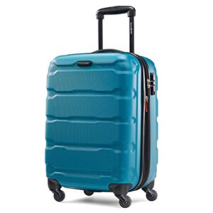 samsonite omni pc hardside expandable luggage with spinner wheels, carry-on 20-inch, caribbean blue