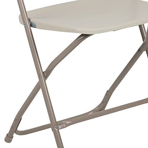 Flash Furniture Hercules Series Plastic Folding Chair - Beige - 650LB Weight Capacity Comfortable Event Chair - Lightweight Folding Chair