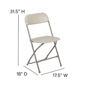 Flash Furniture Hercules Series Plastic Folding Chair - Beige - 650LB Weight Capacity Comfortable Event Chair - Lightweight Folding Chair